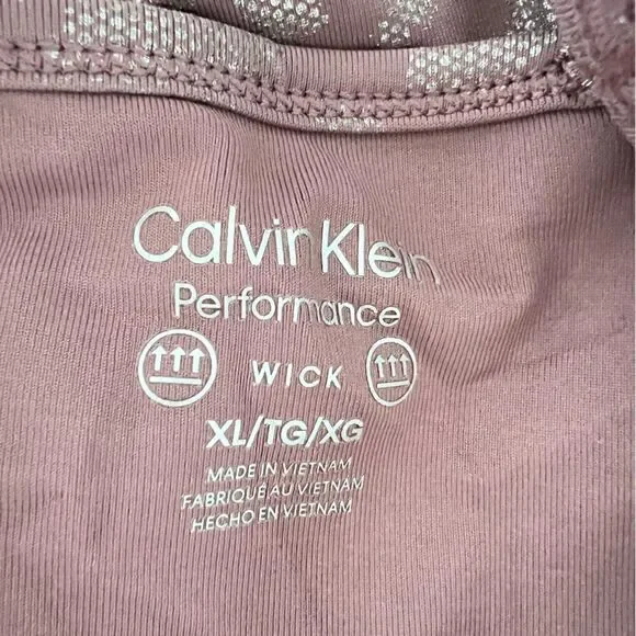 Calvin Klein Performance Print Strappy Back Scoop Neck Crop Top Sportsbra Sz XL - Picture 9 of 10